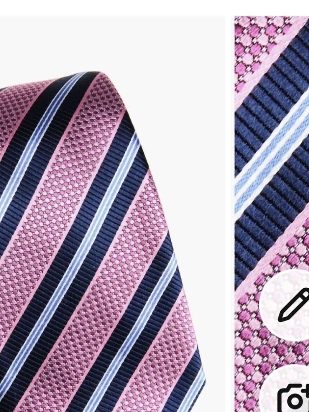 David Donahue Pink and Navy Striped Silk Tie